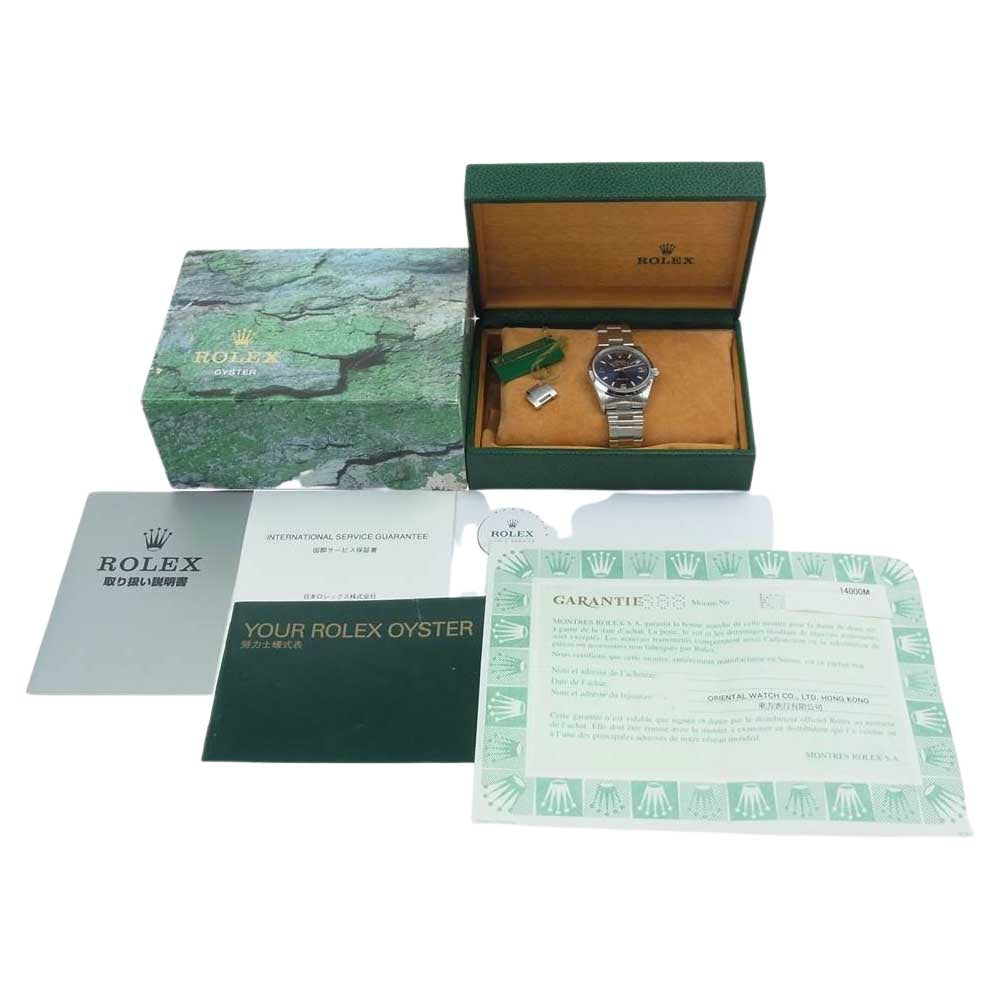 ROLEX ロレックス 【OH済】14000Ｍ K番 エアキング ブルーダイヤル SS 自動巻 オートマ【美品】【中古】