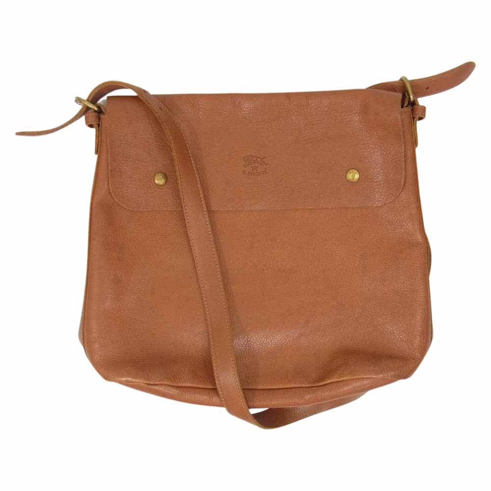 IL BISONTE イルビゾンテ フラップ レザー ショルダーバッグ ブラウン系【中古】