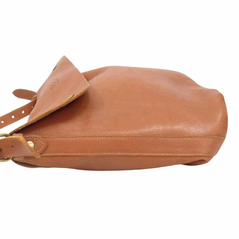 IL BISONTE イルビゾンテ フラップ レザー ショルダーバッグ ブラウン系【中古】