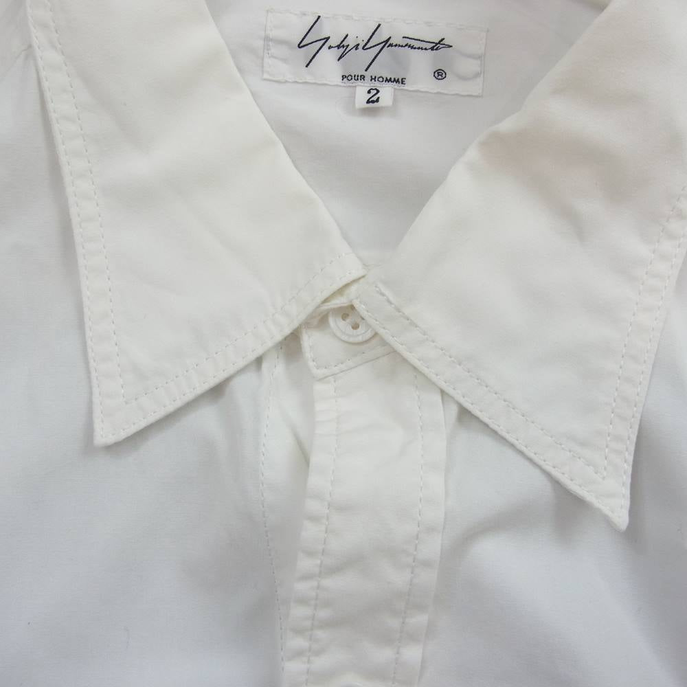 Yohji Yamamoto POUR HOMME ヨウジヤマモトプールオム 19AW HC-B03-001 Back Open Shirt バックオープン サイドポケット ロング シャツ ホワイト系 2【中古】