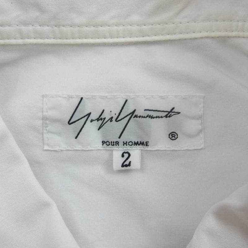 Yohji Yamamoto POUR HOMME ヨウジヤマモトプールオム 19AW HC-B03-001 Back Open Shirt バックオープン サイドポケット ロング シャツ ホワイト系 2【中古】