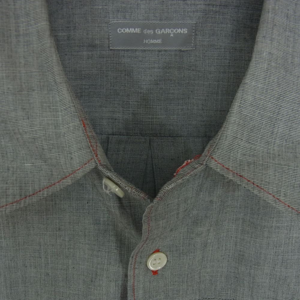 COMME des GARCONS HOMME コムデギャルソンオム 田中オム ヴィンテージ アーカイブ AD2001 HE-B062 スプリットロゴ 長袖 シャツ グレー系【美品】【中古】