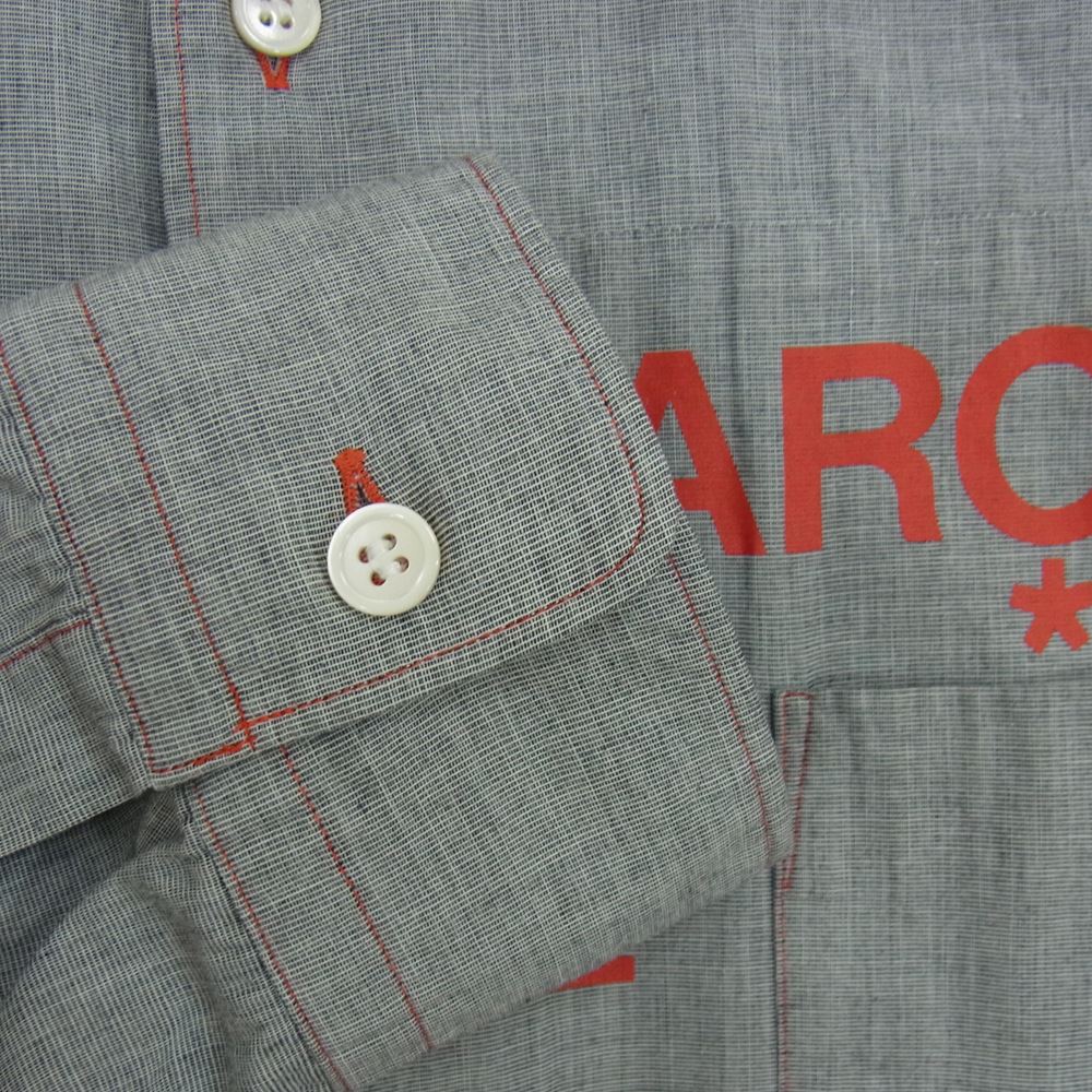 COMME des GARCONS HOMME コムデギャルソンオム 田中オム ヴィンテージ アーカイブ AD2001 HE-B062 スプリットロゴ 長袖 シャツ グレー系【美品】【中古】