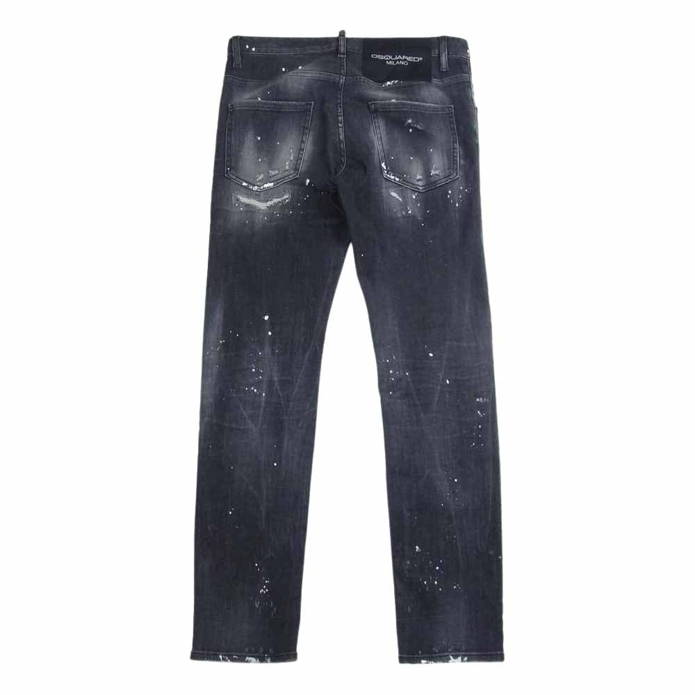 DSQUARED2 ディースクエアード 21AW S74LB0997 S30503 国内正規品 SKATER JEAN USED ダメージ加工 ペイント加工 スケーター ジーンズ ブラック系 44【中古】