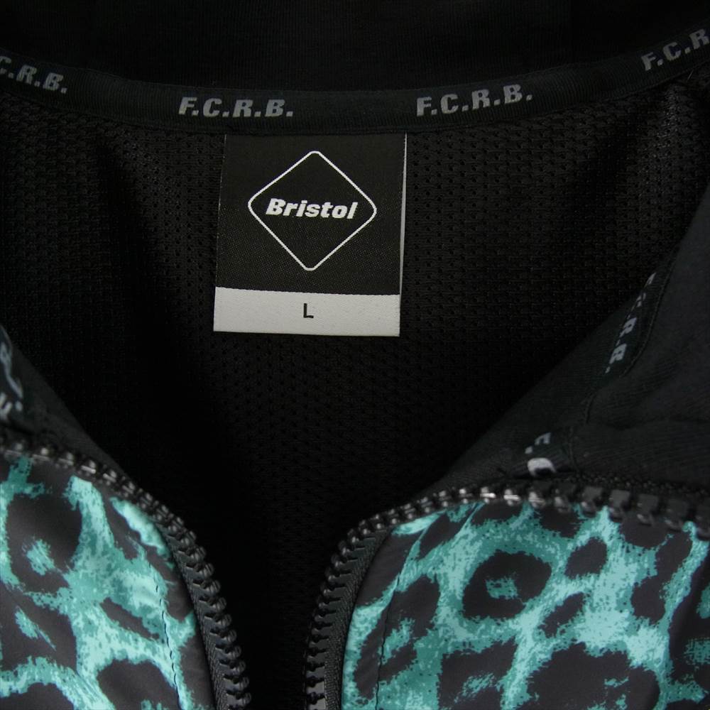F.C.R.B. エフシーアールビー FCRB-220041 VENTILATION HOODIE ベンチレーション フーディー レオパード ジップ パーカー ブラック系 ライトブルーグリーン系 L【美品】【中古】
