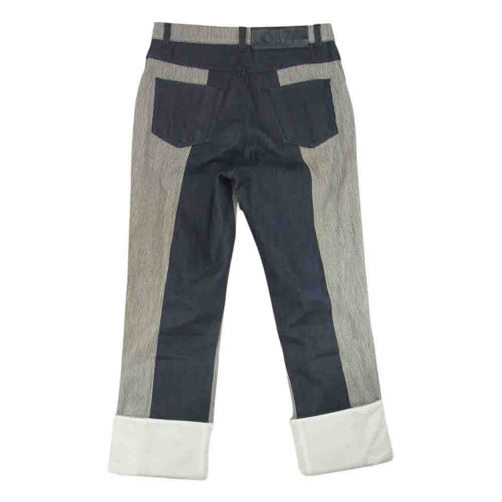 LOEWE ロエベ A-28003861 国内正規品 ヒッコリー切替 フィッシャーマン デニム パンツ インディゴブルー系 40【中古】