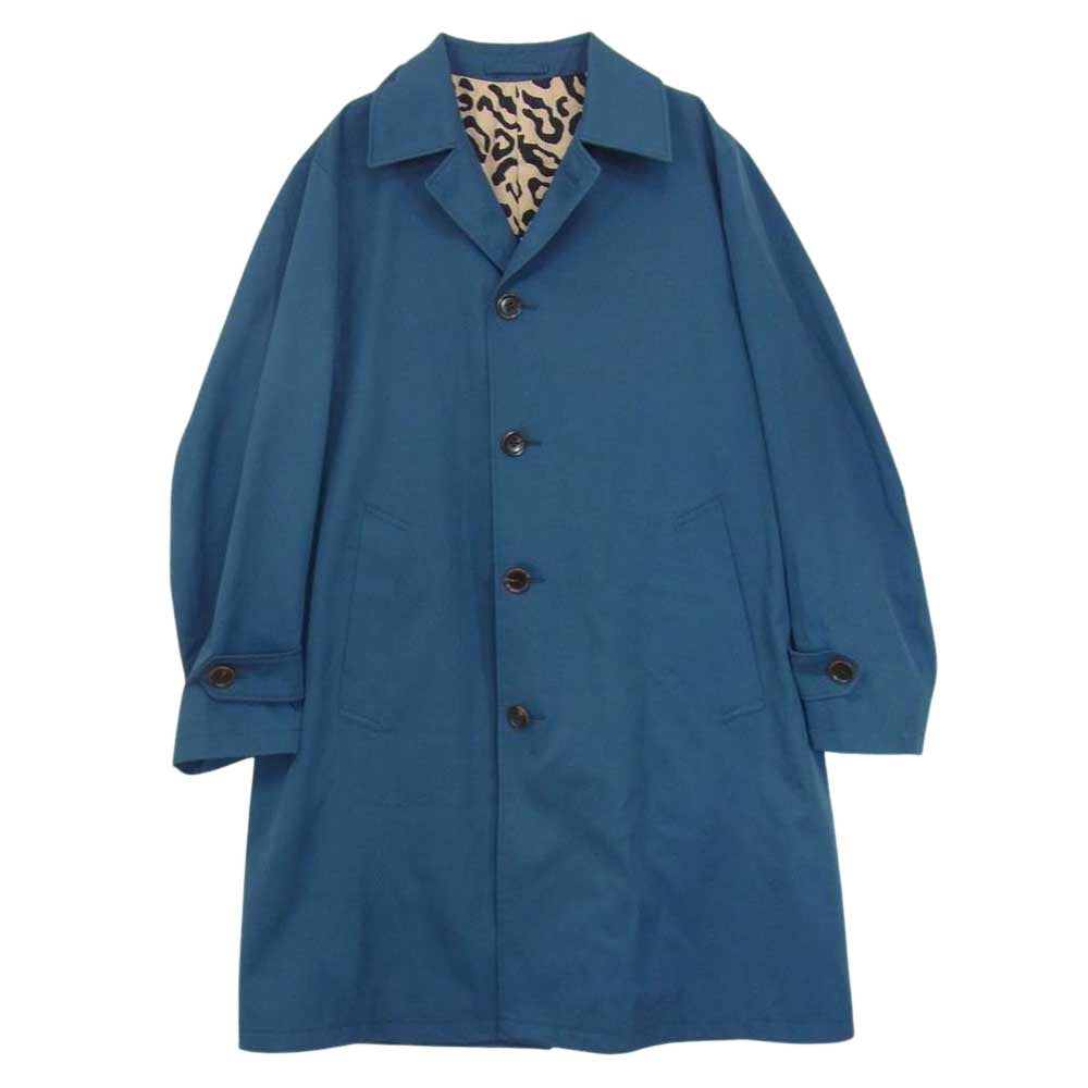 WACKO MARIA ワコマリア BAL COLLAR COAT 裏地レオパード バル ステンカラー コート ブルー系 S【美品】【中古】