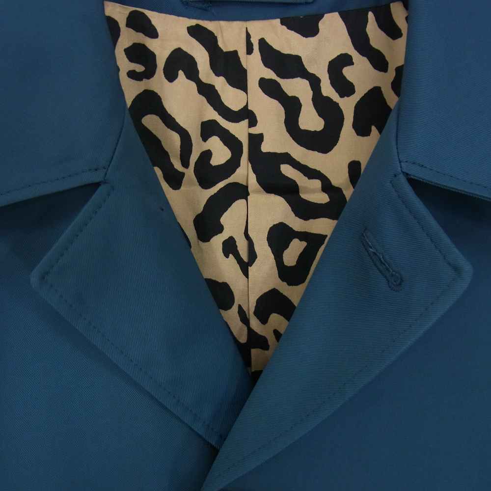 WACKO MARIA ワコマリア BAL COLLAR COAT 裏地レオパード バル ステンカラー コート ブルー系 S【美品】【中古】