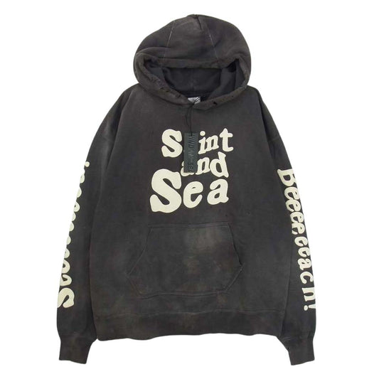 WIND AND SEA ウィンダンシー SM-A21-0000-066 × SAINT MXXXXXX セントマイケル HOODIE Saint and Sea プリント クラッシュ ユーズド 加工 プルオーバー パーカー XL【美品】【中古】