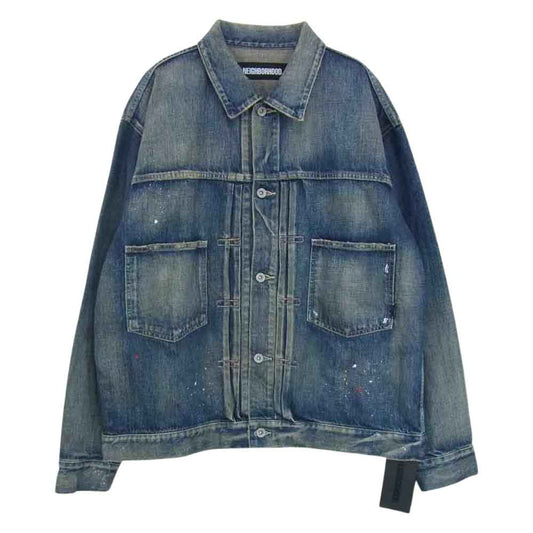 NEIGHBORHOOD ネイバーフッド 221XBNH-JKM01 SAVAGE TYPE-2 C-JK サベージ ペイント ユーズド 加工 2nd デニム ジャケット XL【中古】