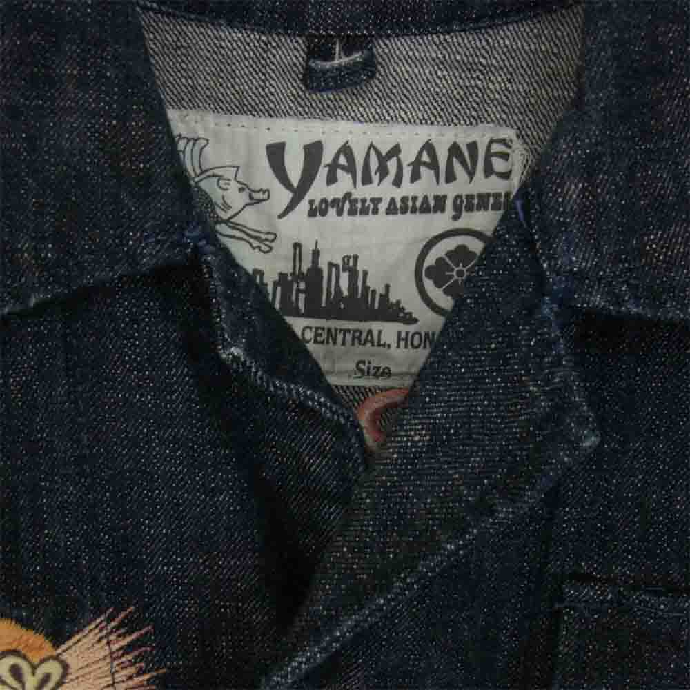 EVISU エヴィス YAMANE ヤマネ OSAKA MINAMISEMBA ライオン 虎 龍 刺繍 デニム ジャケット インディゴブルー系 40【中古】