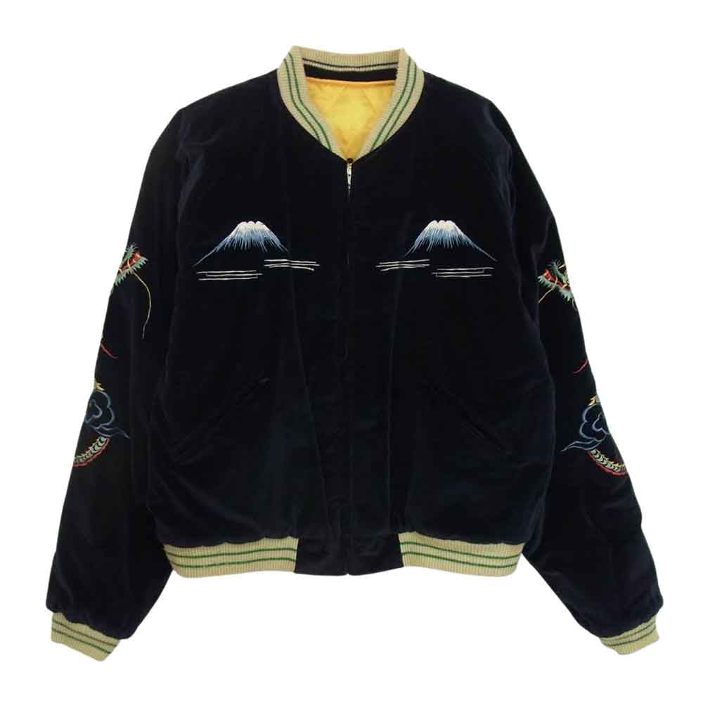 TAILOR TOYO テイラー東洋 TT11147 別珍 GREENLAND グリーンランド 富士山 龍 スカル リバーシブル スカジャン ブルゾン ジャケット ネイビー系 XL【中古】