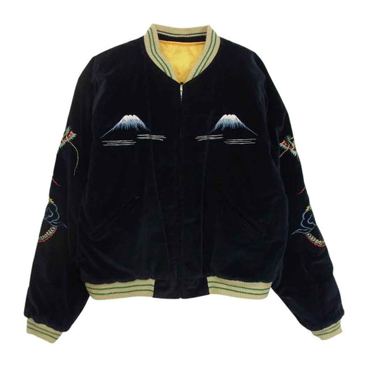 TAILOR TOYO テイラー東洋 TT11147 別珍 GREENLAND グリーンランド 富士山 龍 スカル リバーシブル スカジャン ブルゾン ジャケット ネイビー系 XL【中古】