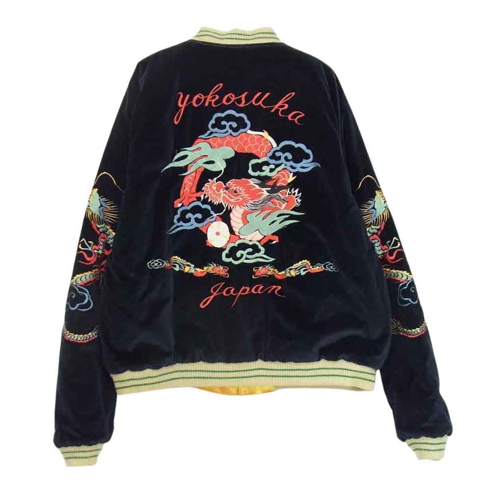 TAILOR TOYO テイラー東洋 TT11147 別珍 GREENLAND グリーンランド 富士山 龍 スカル リバーシブル スカジャン ブルゾン ジャケット ネイビー系 XL【中古】