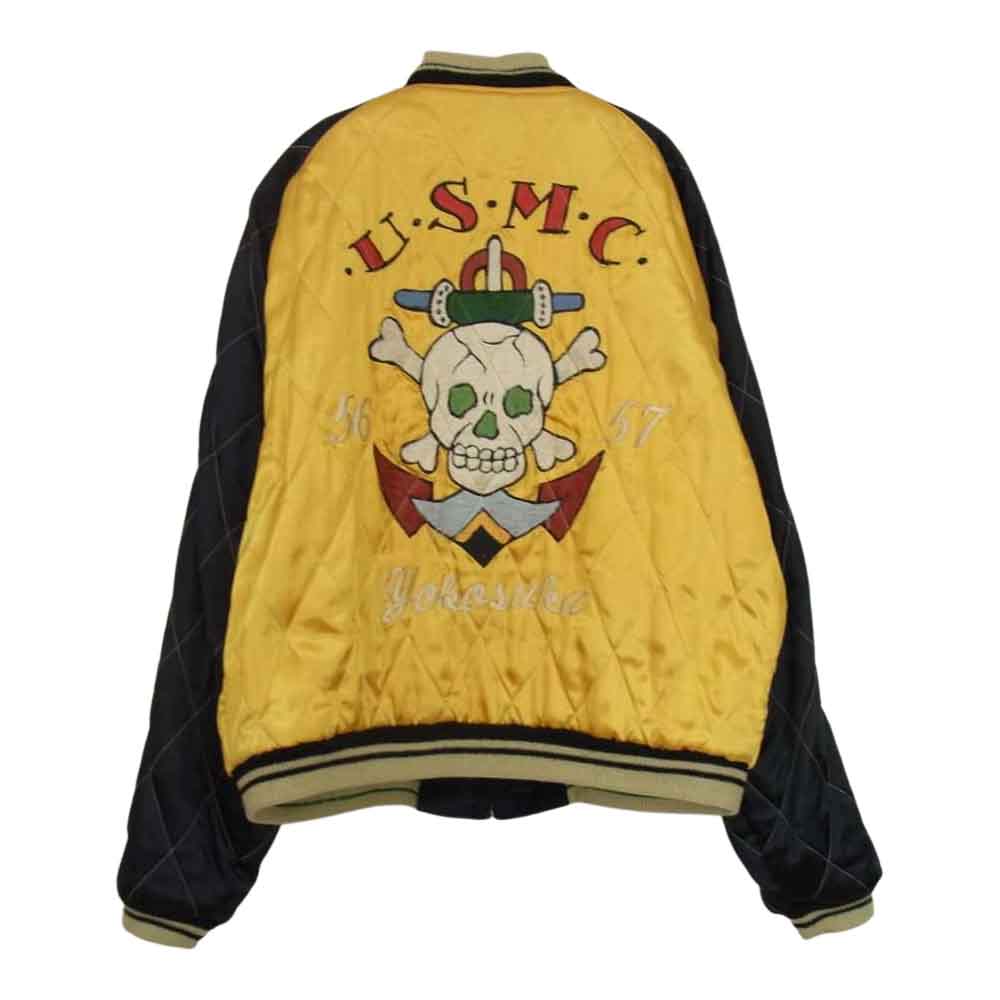 TAILOR TOYO テイラー東洋 TT11147 別珍 GREENLAND グリーンランド 富士山 龍 スカル リバーシブル スカジャン ブルゾン ジャケット ネイビー系 XL【中古】