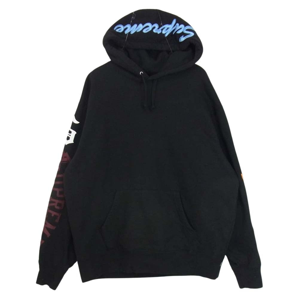 Supreme シュプリーム 21AW Multi Logo Hooded Shirt マルチ ワッペン ロゴ フーデッド シャツ プルオーバー パーカー ブラック系 M【中古】