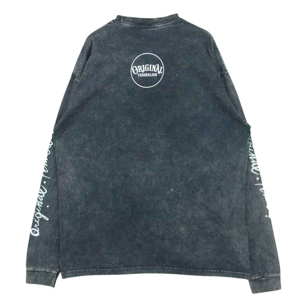 TENDERLOIN テンダーロイン TEE L/S ACID WASH XXX アシッド ウォッシュ 加工 ロゴ プリント 長袖 Tシャツ グレー系 XL【中古】