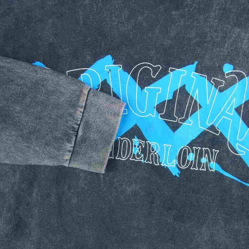 TENDERLOIN テンダーロイン TEE L/S ACID WASH XXX アシッド ウォッシュ 加工 ロゴ プリント 長袖 Tシャツ グレー系 XL【中古】