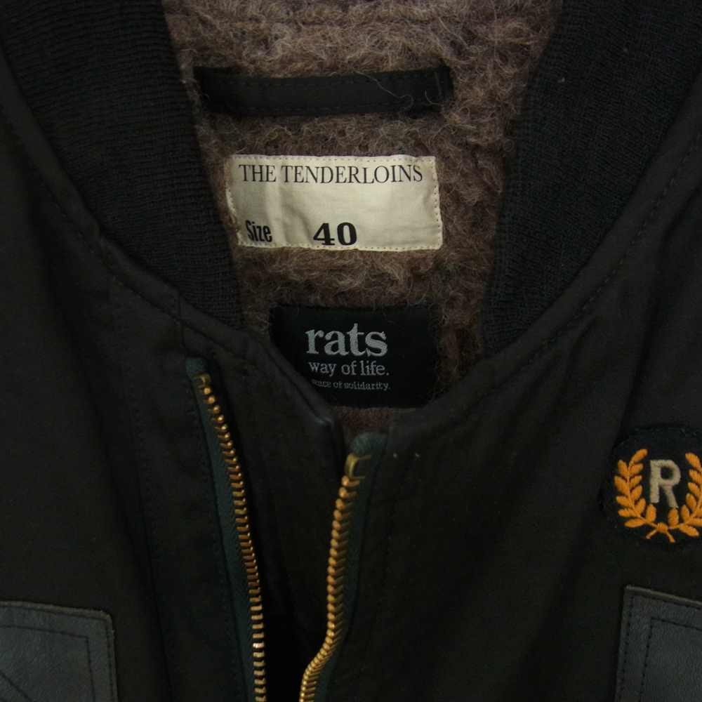 TENDERLOIN テンダーロイン 11AW × RATS ラッツ B-15 ミリタリー フライト ジャケット ブラック系 40【中古】
