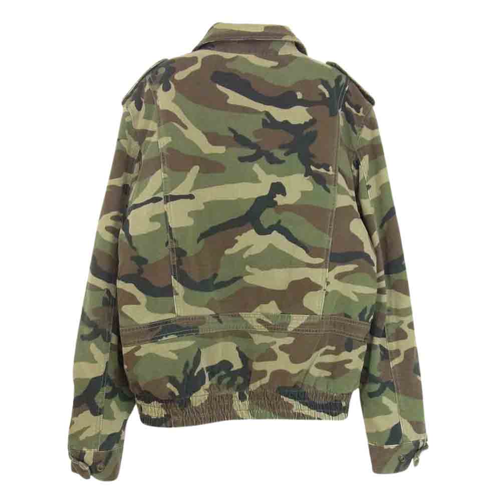 SAINT LAURENT サンローラン 19AW 585312 YZ863 国内正規品 カモ ダメージ加工 裏ムートン ミリタリー ジャケット  カーキ系 L【中古】