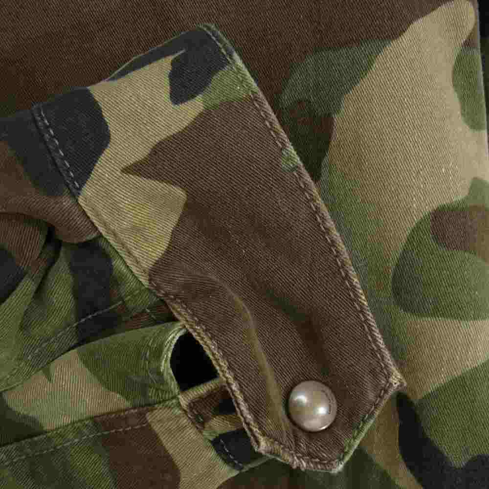 SAINT LAURENT サンローラン 19AW 585312 YZ863 国内正規品 カモ ダメージ加工 裏ムートン ミリタリー ジャケット  カーキ系 L【中古】