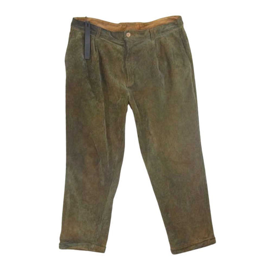 ISAMUKATAYAMA BACKLASH イサムカタヤマバックラッシュ 1827-01  イタリアン ヌバック スラックス スエード レザー パンツ カーキ系 XXL【中古】