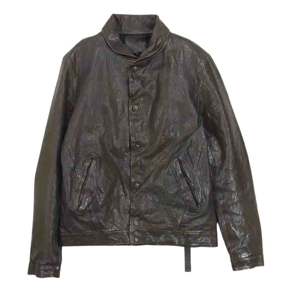 ISAMUKATAYAMA BACKLASH イサムカタヤマバックラッシュ 1842-05 フレンチショルダー 製品染め ショールカラー レザージャケット ブルゾン ブラウン系 M【極上美品】【中古】