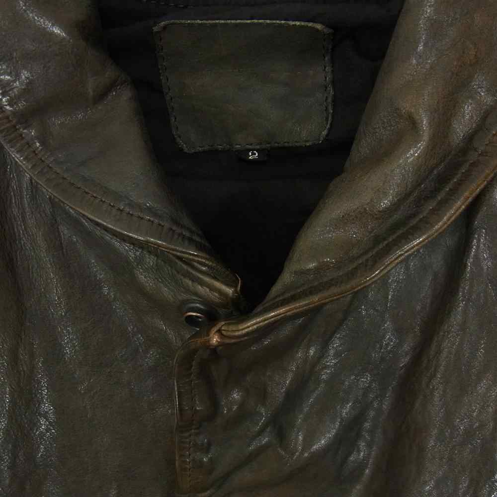 ISAMUKATAYAMA BACKLASH イサムカタヤマバックラッシュ 1842-05 フレンチショルダー 製品染め ショールカラー レザージャケット ブルゾン ブラウン系 M【極上美品】【中古】