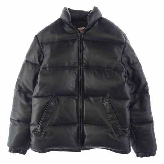 schott ショット 【訳有】 USA製 レザー ダウン ジャケット ブラック系 38【中古】