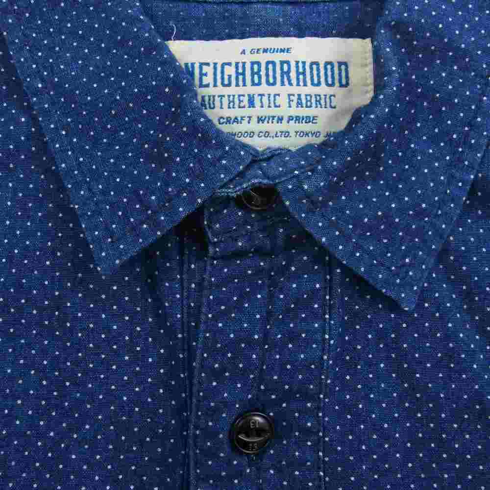 NEIGHBORHOOD ネイバーフッド 14AW 142AQNH-SHM03 DOT PULL OVER SHIRT ドット プルオーバー 長袖 シャツ インディゴブルー系 S【中古】