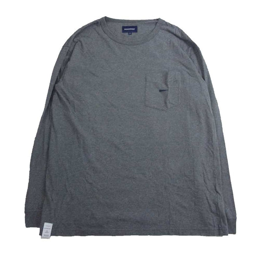 DESCENDANT ディセンダント LS TEE ロゴ刺繍 クルーネック 長袖 Tシャツ カットソー グレー系 1【中古】
