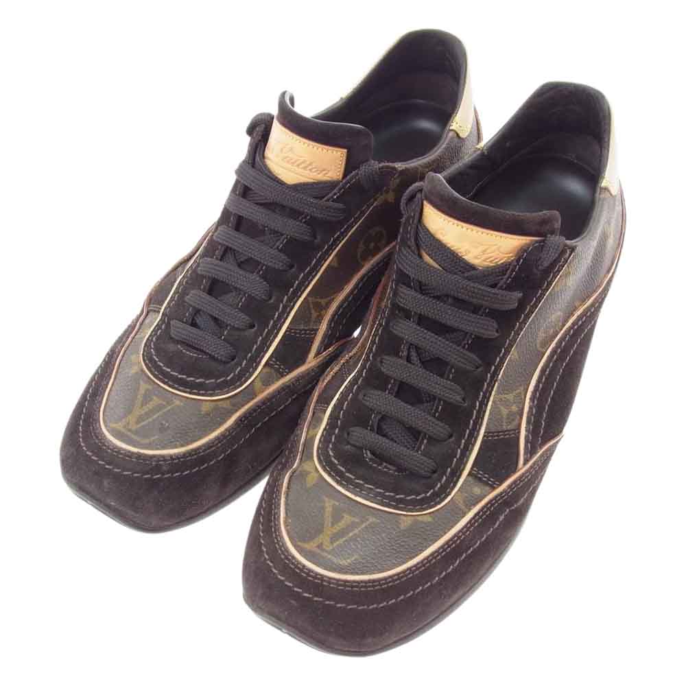 LOUIS VUITTON ルイ・ヴィトン GO0056 モノグラム スエード レザー ローカット スニーカー シューズ ブラウン系 8【中古】
