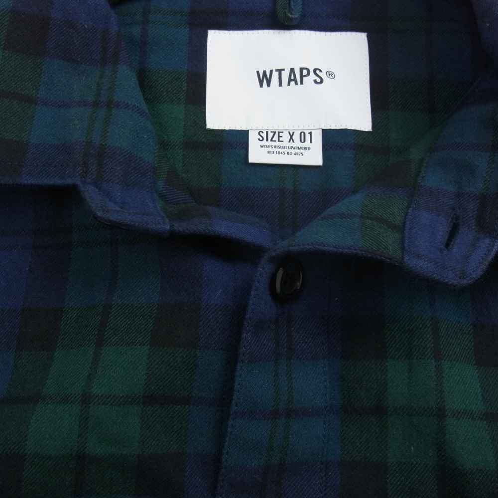 WTAPS ダブルタップス 22SS 221TQDT-SHM02 WCPO 02 LS COTTON FLANNEL TEXTILE オーバー シャツ コットン フランネル テキスタイル チェック  グリーン系 ネイビー系 1【中古】