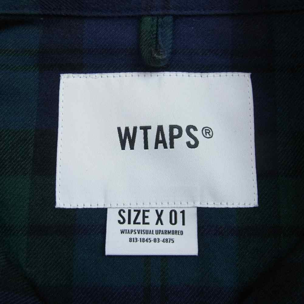 WTAPS ダブルタップス 22SS 221TQDT-SHM02 WCPO 02 LS COTTON FLANNEL TEXTILE オーバー シャツ コットン フランネル テキスタイル チェック  グリーン系 ネイビー系 1【中古】