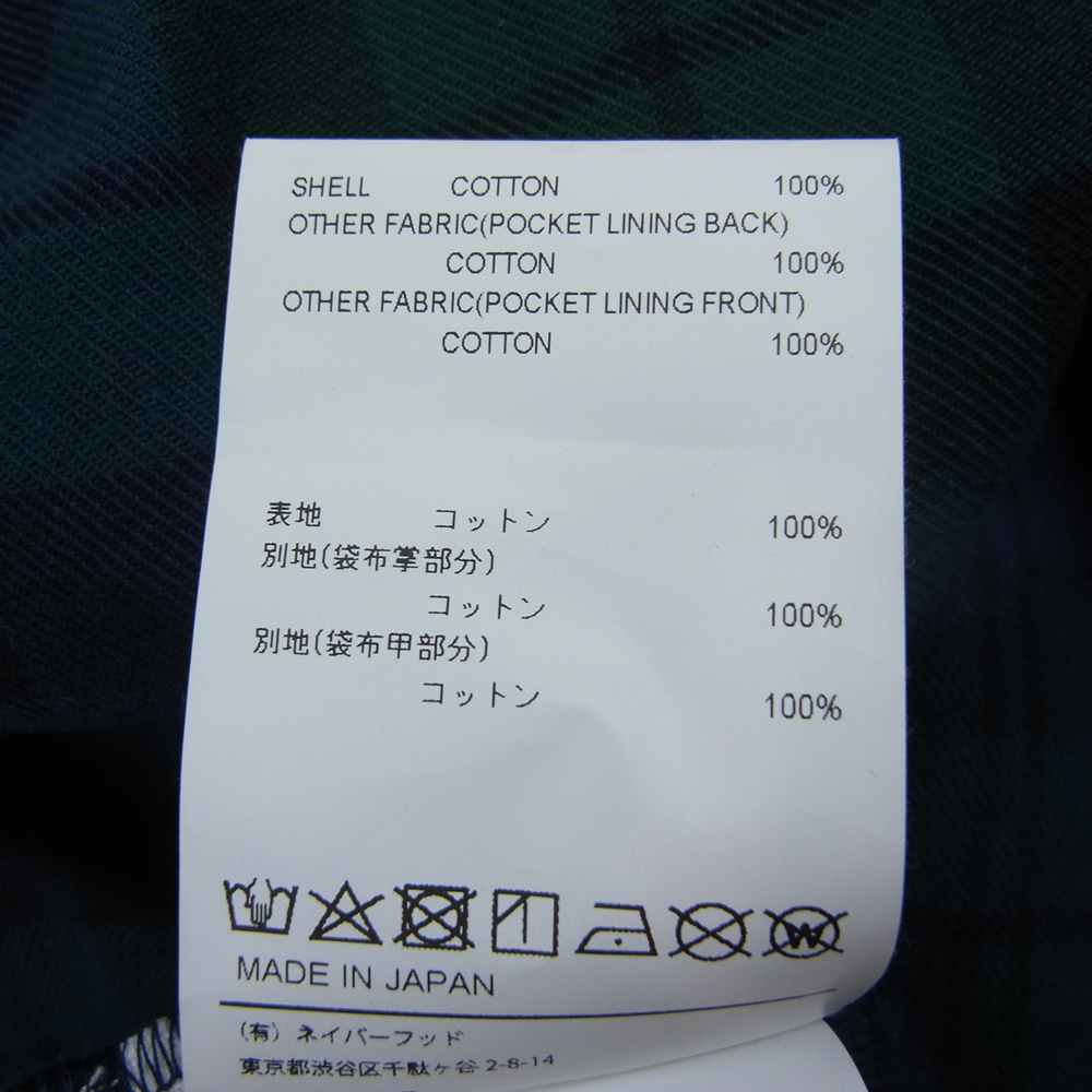 WTAPS ダブルタップス 22SS 221TQDT-SHM02 WCPO 02 LS COTTON FLANNEL TEXTILE オーバー シャツ コットン フランネル テキスタイル チェック  グリーン系 ネイビー系 1【中古】
