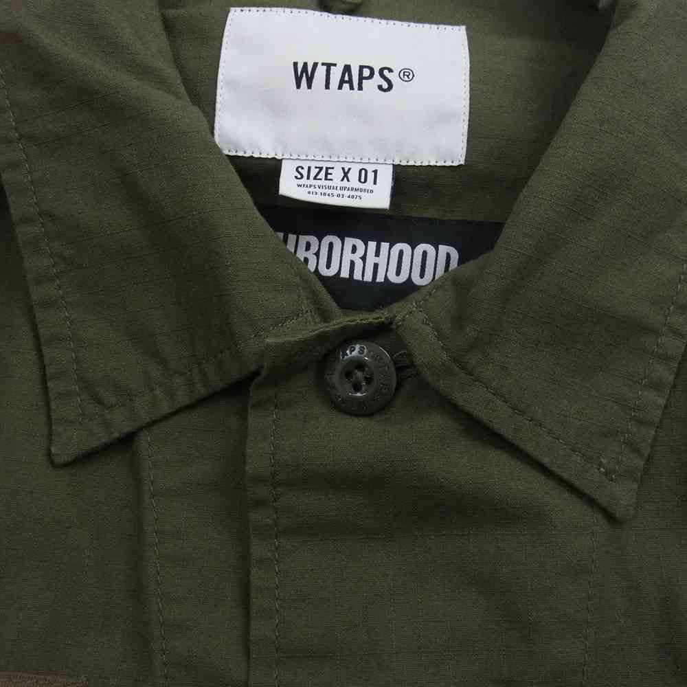 WTAPS ダブルタップス 19AW 192WVNHD-SHM02S × NEIGHBORHOOD ネイバーフッド JUNGLE LS SHIRT ジャングル 長袖シャツ カーキ系 1【中古】
