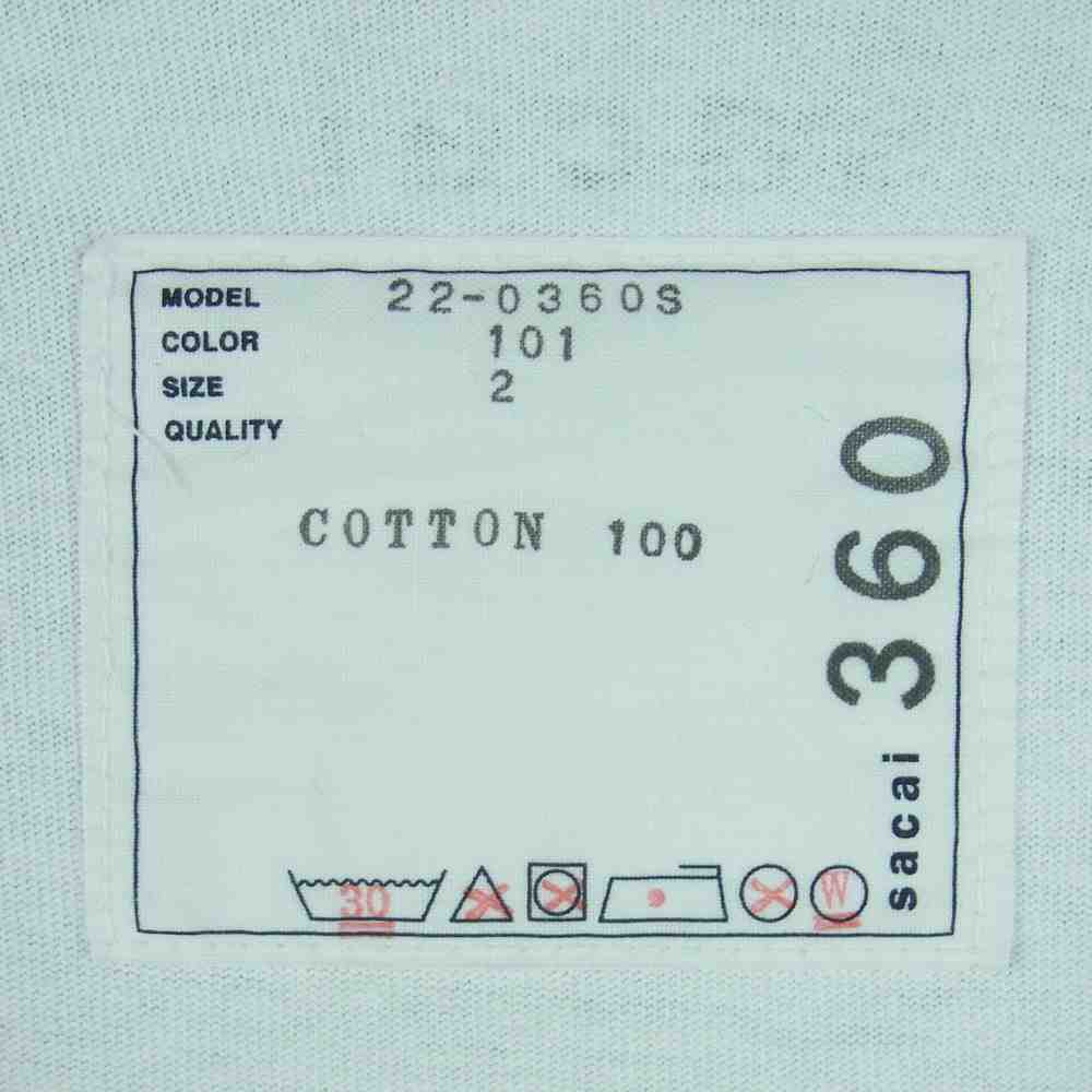 Sacai サカイ 22SS 22-0360S I Get LIFTED T-Shirt 半袖 Tシャツ コットン 中国製 ホワイト系 2【中古】