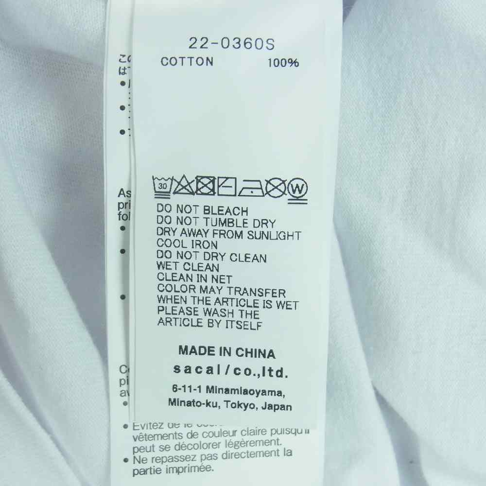 Sacai サカイ 22SS 22-0360S I Get LIFTED T-Shirt 半袖 Tシャツ コットン 中国製 ホワイト系 2【中古】