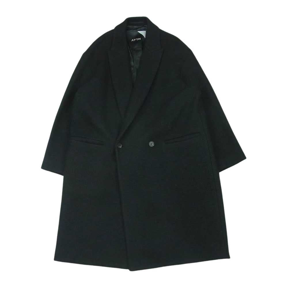 エイトン 6682632 MELTON CHESTER COAT メルトン ダブルブレスト チェスター コート ブラック系 02【中古】