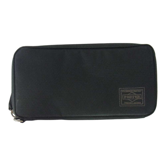 PORTER ポーター ナイロン ラウンドジップ ウォレット ブラック系 グレー系【中古】