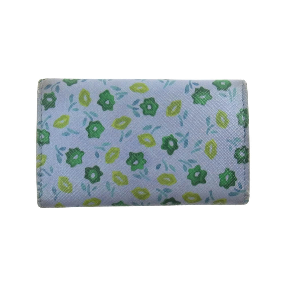 PRADA プラダ 1PG222　 花柄 フラワー キーケース  ライトブルー系 グリーン系【中古】