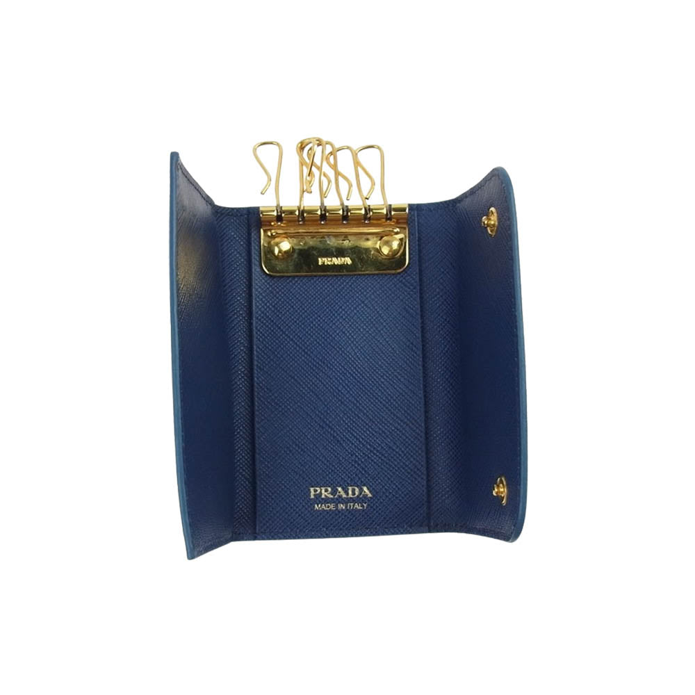 PRADA プラダ 1PG222　 花柄 フラワー キーケース  ライトブルー系 グリーン系【中古】