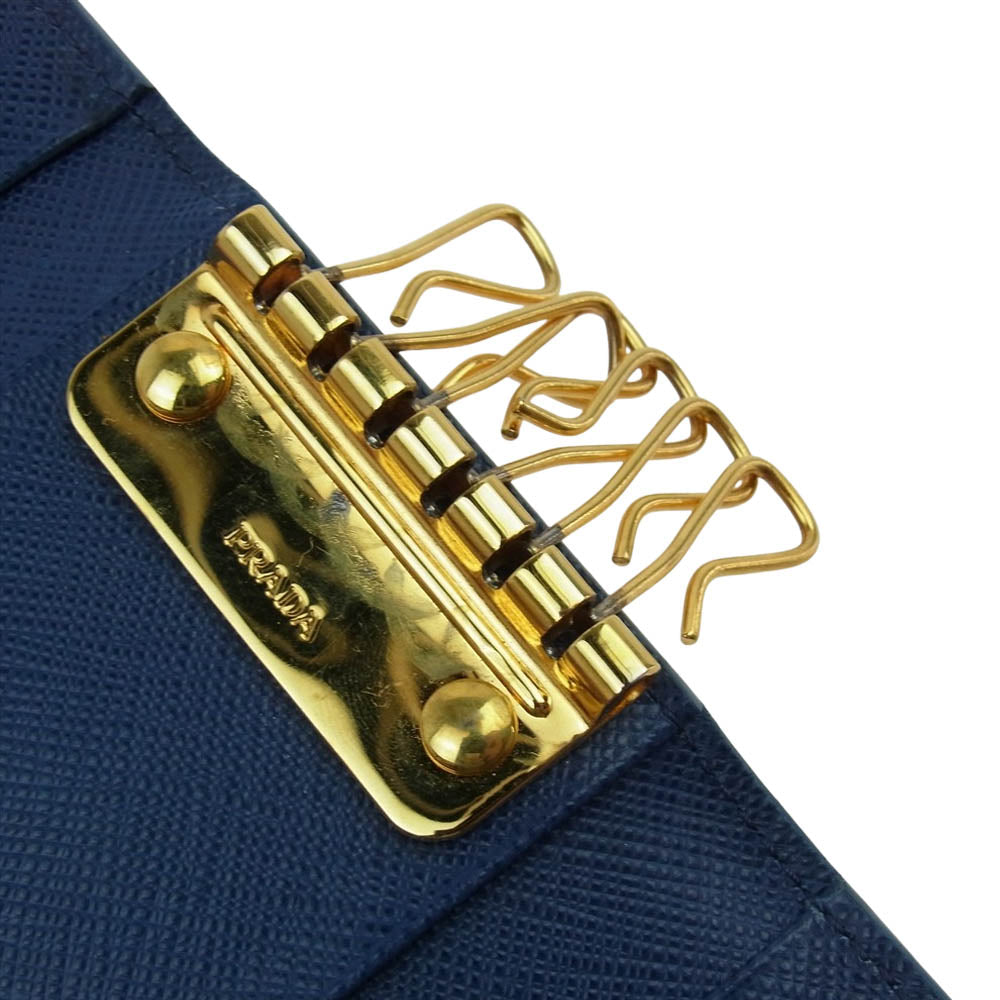 PRADA プラダ 1PG222　 花柄 フラワー キーケース  ライトブルー系 グリーン系【中古】