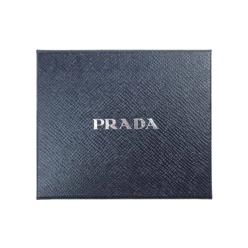 PRADA プラダ 1MV204 バナナモチーフ レザー 二つ折り 財布 ブラック系【中古】