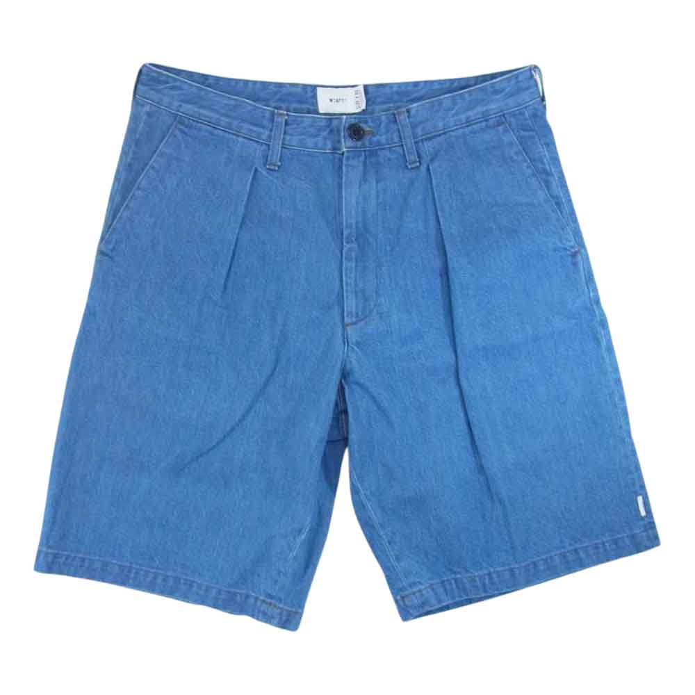 WTAPS ダブルタップス 21SS 211WVDT-PTM06 TUCK 01 SHORTS COTTON DENIM デニム タック ショート ハーフ パンツ ショーツ インディゴブルー系 03【中古】