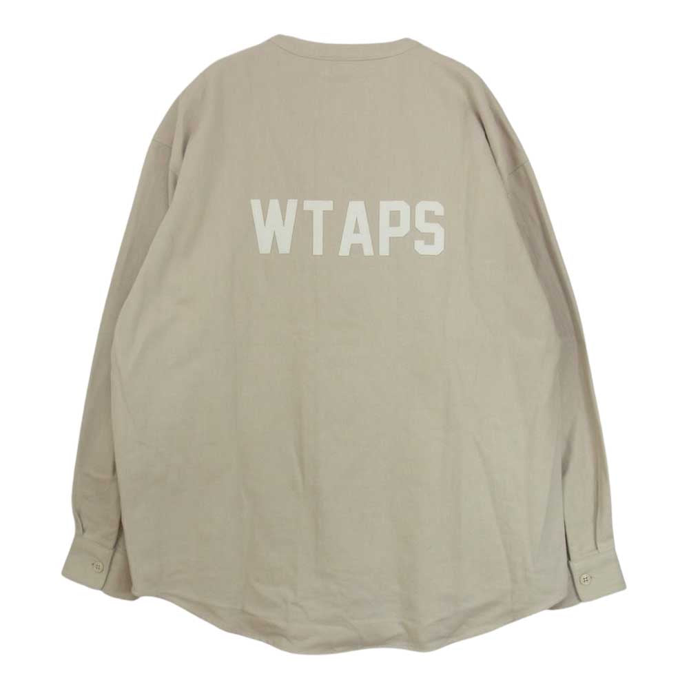 WTAPS ダブルタップス 21AW 212TQDT-SHM04 LEAGUE LS COTTON. FLANNEL LONG LIVE ワッペン リーグ ベースボール フランネル 長袖 シャツ ベージュ系 03【中古】