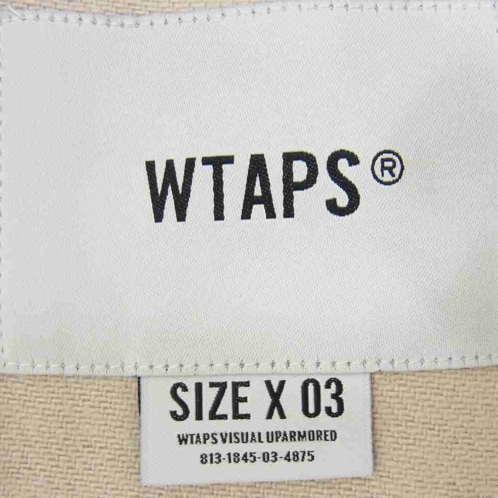 WTAPS ダブルタップス 21AW 212TQDT-SHM04 LEAGUE LS COTTON. FLANNEL LONG LIVE ワッペン リーグ ベースボール フランネル 長袖 シャツ ベージュ系 03【中古】
