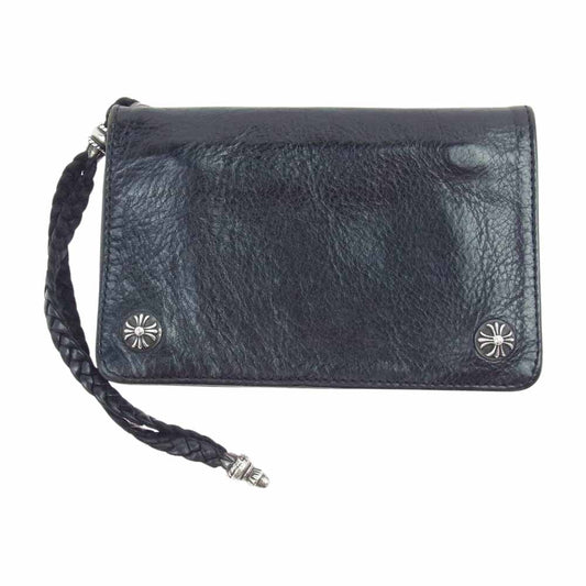 CHROME HEARTS クロムハーツ（原本無） 2ZIP STRAP 2ジップ ストラップ レザー ウォレット ブラック系【中古】