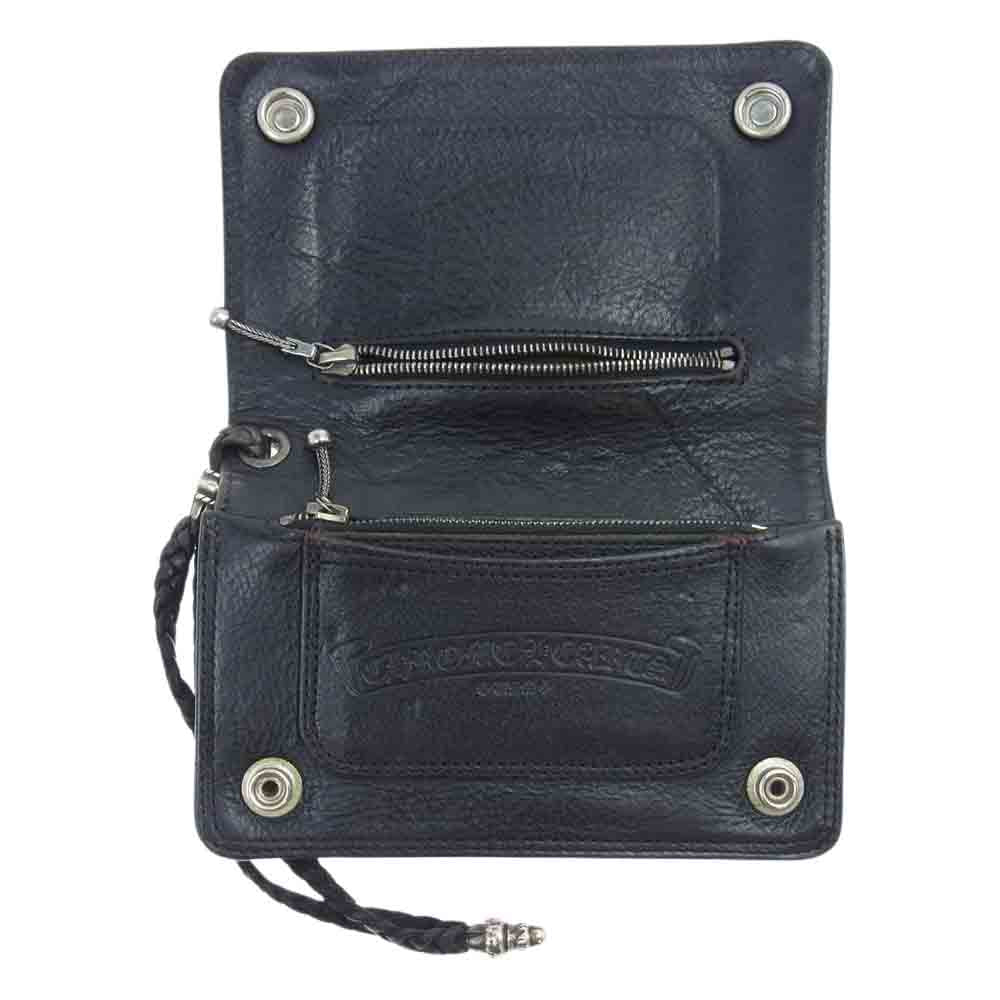 CHROME HEARTS クロムハーツ（原本無） 2ZIP STRAP 2ジップ ストラップ レザー ウォレット ブラック系【中古】