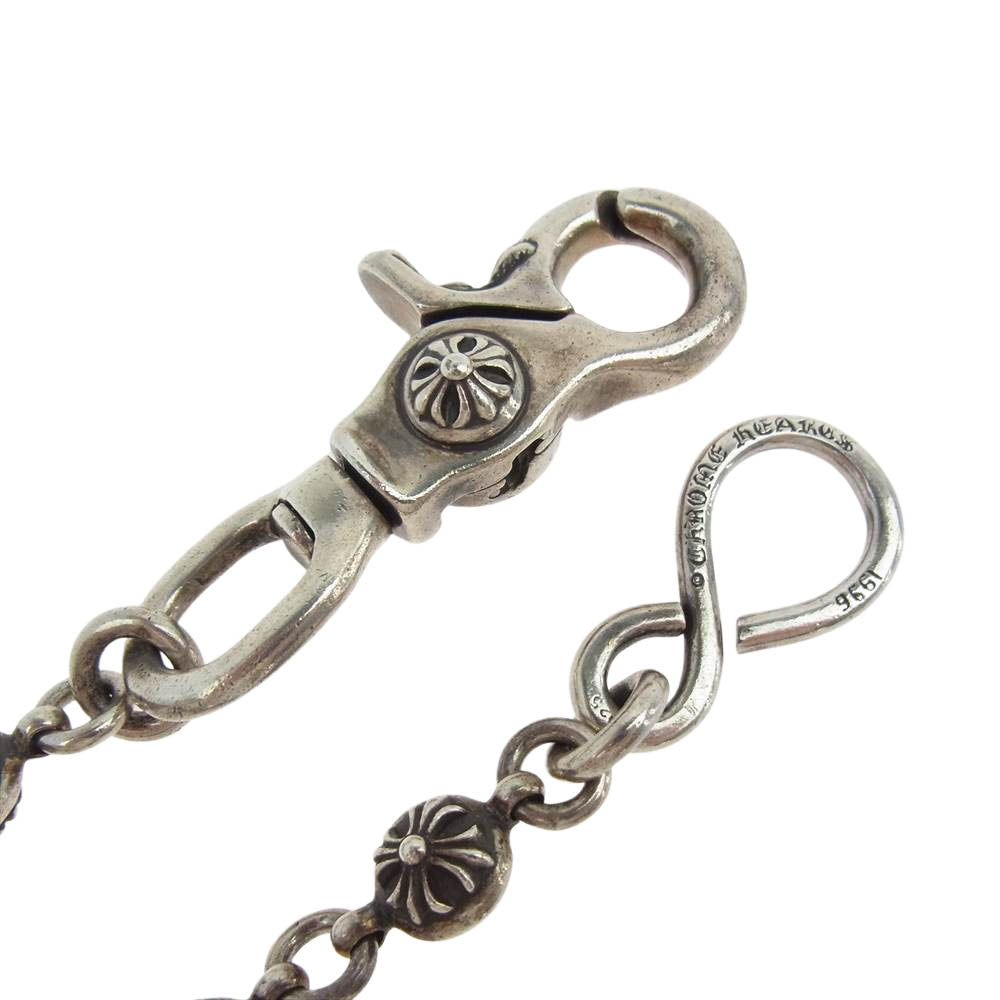 CHROME HEARTS クロムハーツ（原本無） 2BALL LONG-S 1クリップ ロング #2 クロスボール ウォレットチェーン シルバー系【中古】